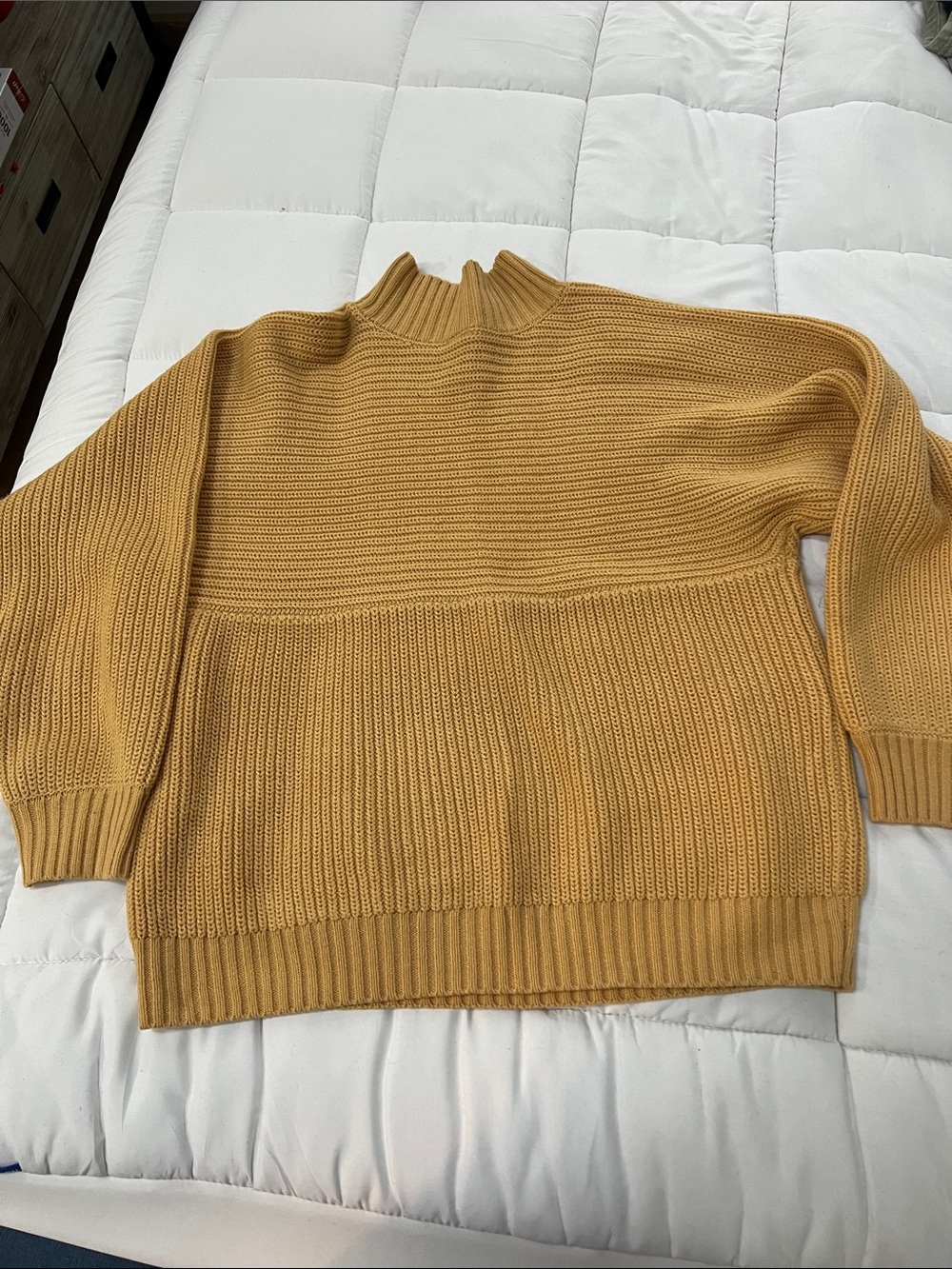 Lrg Mustard Knit Mock-Neck Sweater - Women